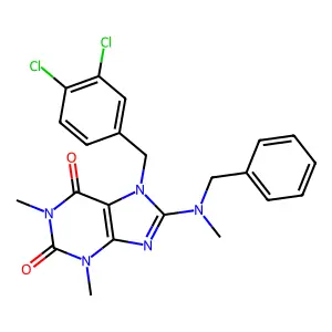 8-[benzyl(methyl)amino]-7-[(3,4-dichlorophenyl)methyl]-1,3-dimethylpurine-2,6-dione structure