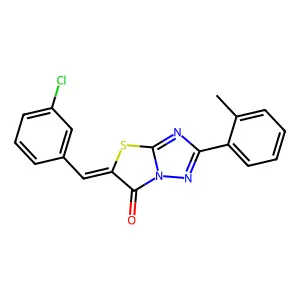(5Z)-5-(3-chlorobenzylidene)-2-(2-methylphenyl)[1,3]thiazolo[3,2-b][1,2,4]triazol-6(5H)-one structure