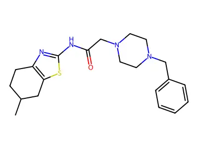 2-(4-benzylpiperazin-1-yl)-N-(6-methyl-4,5,6,7-tetrahydro-1,3-benzothiazol-2-yl)acetamide structure