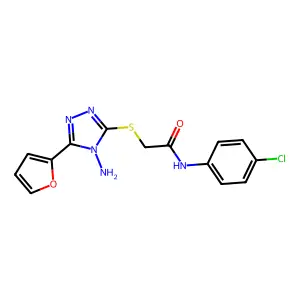 2-((4-amino-5-(furan-2-yl)-4H-1,2,4-triazol-3-yl)thio)-N-(4-chlorophenyl)acetamide structure