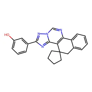 3-(5H-spiro[benzo[h][1,2,4]triazolo[1,5-c]quinazoline-4,1'-cyclopentan]-2-yl)phenol structure