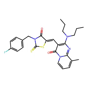 2-(dipropylamino)-3-{(Z)-[3-(4-fluorobenzyl)-4-oxo-2-thioxo-1,3-thiazolidin-5-ylidene]methyl}-9-methyl-4H-pyrido[1,2-a]pyrimidin-4-one structure