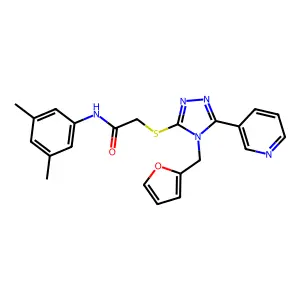 N-(3,5-dimethylphenyl)-2-{[4-(furan-2-ylmethyl)-5-(pyridin-3-yl)-4H-1,2,4-triazol-3-yl]sulfanyl}acetamide structure