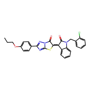 (3Z)-1-(2-chlorobenzyl)-3-[6-oxo-2-(4-propoxyphenyl)[1,3]thiazolo[3,2-b][1,2,4]triazol-5(6H)-ylidene]-1,3-dihydro-2H-indol-2-one structure