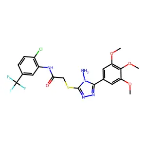 2-{[4-amino-5-(3,4,5-trimethoxyphenyl)-4H-1,2,4-triazol-3-yl]sulfanyl}-N-[2-chloro-5-(trifluoromethyl)phenyl]acetamide structure