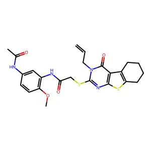 N-[5-(acetylamino)-2-methoxyphenyl]-2-(4-oxo-3-prop-2-enyl(3,5,6,7,8-pentahydr obenzo[b]thiopheno[2,3-d]pyrimidin-2-ylthio))acetamide structure