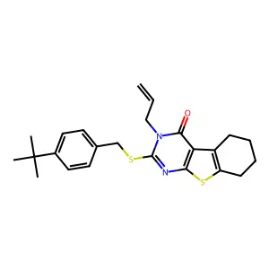 2-[(4-tert-butylbenzyl)sulfanyl]-3-(prop-2-en-1-yl)-5,6,7,8-tetrahydro[1]benzothieno[2,3-d]pyrimidin-4(3H)-one structure