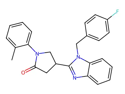4-(1-(4-fluorobenzyl)-1H-benzo[d]imidazol-2-yl)-1-(o-tolyl)pyrrolidin-2-one structure