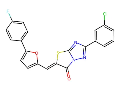 (5Z)-2-(3-chlorophenyl)-5-[[5-(4-fluorophenyl)furan-2-yl]methylidene]-[1,3]thiazolo[3,2-b][1,2,4]triazol-6-one structure