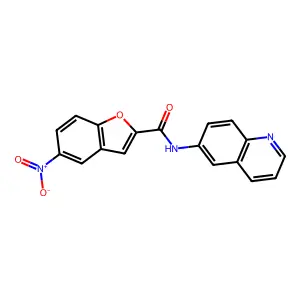 5-nitro-N-(quinolin-6-yl)-1-benzofuran-2-carboxamide structure