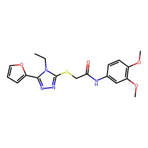 N-(3,4-dimethoxyphenyl)-2-{[4-ethyl-5-(furan-2-yl)-4H-1,2,4-triazol-3-yl]sulfanyl}acetamide structure