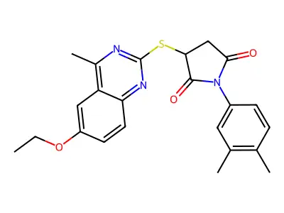 1-(3,4-dimethylphenyl)-3-[(6-ethoxy-4-methylquinazolin-2-yl)sulfanyl]pyrrolidine-2,5-dione structure