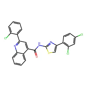 2-(2-chlorophenyl)-N-[4-(2,4-dichlorophenyl)-1,3-thiazol-2-yl]quinoline-4-carboxamide structure