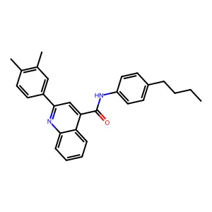 N-(4-butylphenyl)-2-(3,4-dimethylphenyl)quinoline-4-carboxamide structure
