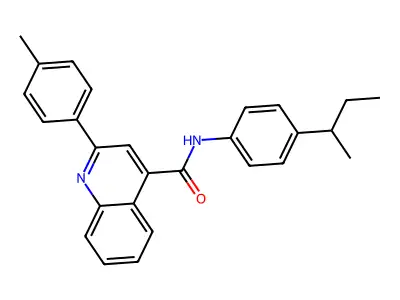 N-(4-butan-2-ylphenyl)-2-(4-methylphenyl)quinoline-4-carboxamide structure