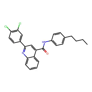 N-(4-butylphenyl)-2-(3,4-dichlorophenyl)quinoline-4-carboxamide structure