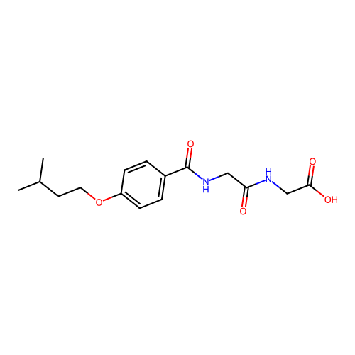 N-{[4-(3-methylbutoxy)phenyl]carbonyl}glycylglycine structure