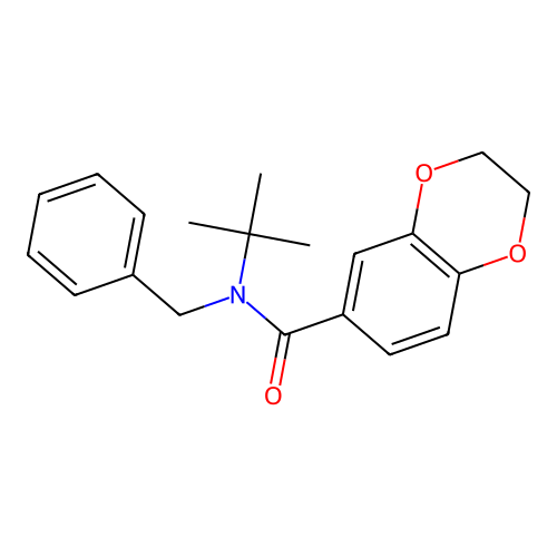 N-benzyl-N-tert-butyl-2,3-dihydro-1,4-benzodioxine-6-carboxamide structure