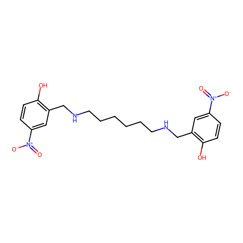 2,2'-[Hexane-1,6-diylbis(iminomethanediyl)]bis(4-nitrophenol) structure