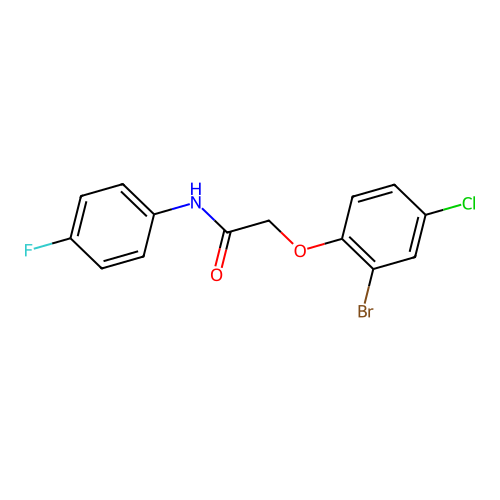 2-(2-bromo-4-chlorophenoxy)-N-(4-fluorophenyl)acetamide structure