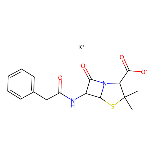 Penicillin G, potassium salt structure