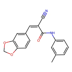 (2Z)-3-(1,3-benzodioxol-5-yl)-2-cyano-N-(3-methylphenyl)prop-2-enamide structure