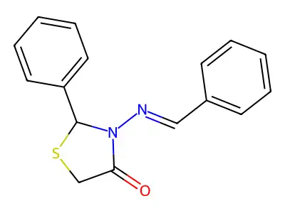 4-Thiazolidinone, 2-phenyl-3-[(phenylmethylene)amino]- structure