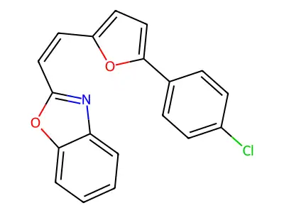 2-[(Z)-2-[5-(4-chlorophenyl)furan-2-yl]ethenyl]-1,3-benzoxazole structure