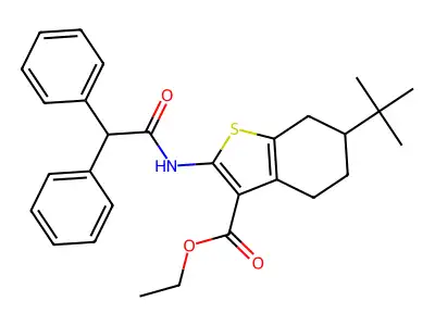 ethyl 6-tert-butyl-2-[(diphenylacetyl)amino]-4,5,6,7-tetrahydro-1-benzothiophene-3-carboxylate structure