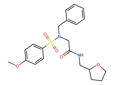 2-[benzyl-(4-methoxyphenyl)sulfonylamino]-N-(oxolan-2-ylmethyl)acetamide structure