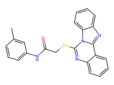 2-(benzimidazolo[1,2-c]quinazolin-6-ylsulfanyl)-N-(3-methylphenyl)acetamide structure