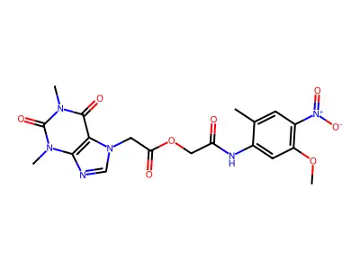 [2-(5-methoxy-2-methyl-4-nitroanilino)-2-oxoethyl] 2-(1,3-dimethyl-2,6-dioxopurin-7-yl)acetate structure