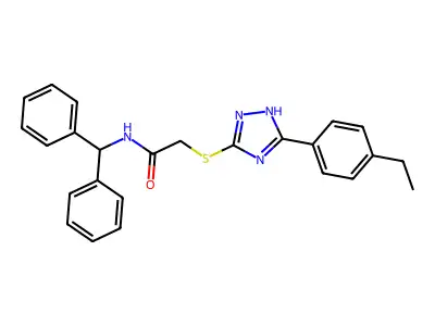 N-benzhydryl-2-[[5-(4-ethylphenyl)-1H-1,2,4-triazol-3-yl]sulfanyl]acetamide structure