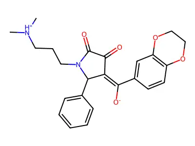 2,3-dihydro-1,4-benzodioxin-6-yl-[1-[3-(dimethylazaniumyl)propyl]-4,5-dioxo-2-phenylpyrrolidin-3-ylidene]methanolate structure