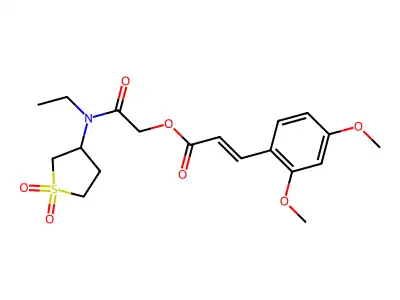2-[(1,1-Dioxo-1lambda~6~-thiolan-3-yl)(ethyl)amino]-2-oxoethyl 3-(2,4-dimethoxyphenyl)prop-2-enoate structure