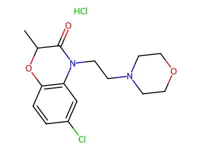 6-Chloro-2-methyl-4-(2-(4-morpholinyl)ethyl)-2H-1,4-benzoxazin-3(4H)-one monohydrochloride structure