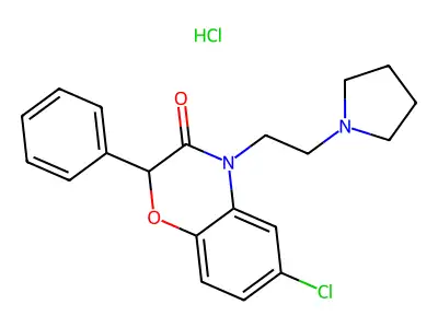 6-Chloro-2-phenyl-4-(2-(1-pyrrolidinyl)ethyl)-2H-1,4-benzoxazin-3(4H)-one monohydrochloride structure