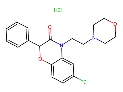 6-Chloro-4-(2-(4-morpholinyl)ethyl)-2-phenyl-2H-1,4-benzoxazin-3(4H)-one monohydrochloride structure