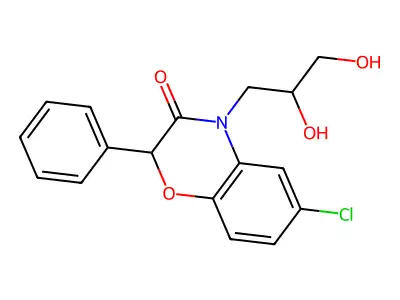 2H-1,4-Benzoxazin-3(4H)-one, 6-chloro-4-(2,3-dihydroxypropyl)-2-phenyl- structure