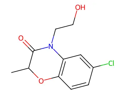 2H-1,4-Benzoxazin-3(4H)-one, 6-chloro-4-(2-hydroxyethyl)-2-methyl- structure