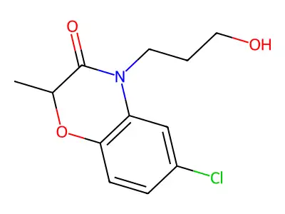 2H-1,4-Benzoxazin-3(4H)-one, 6-chloro-4-(3-hydroxypropyl)-2-methyl- structure