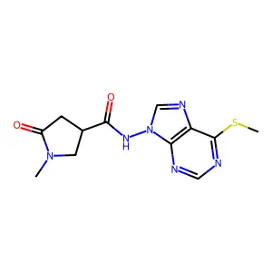 1-Methyl-N-[6-(methylsulfanyl)-9H-purin-9-yl]-5-oxopyrrolidine-3-carboxamide structure