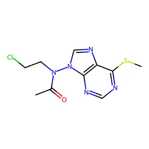 N-(2-chloroethyl)-N-[6-(methylsulfanyl)-9H-purin-9-yl]acetamide structure
