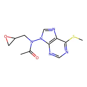 N-(6-methylsulfanylpurin-9-yl)-N-(oxiran-2-ylmethyl)acetamide structure