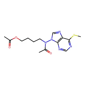 4-[Acetyl-(6-methylsulfanylpurin-9-yl)amino]butyl acetate structure
