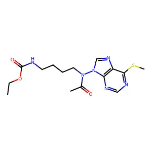 ethyl N-[4-[acetyl-(6-methylsulfanylpurin-9-yl)amino]butyl]carbamate structure