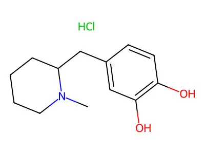Pyrocatechol, 4-((1-methyl-2-piperidyl)methyl)-, hydrochloride structure