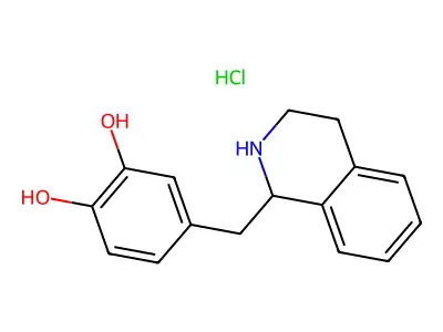 Pyrocatechol, 4-(1,2,3,4-tetrahydroisoquinolin-1-ylmethyl)-, hydrochloride structure