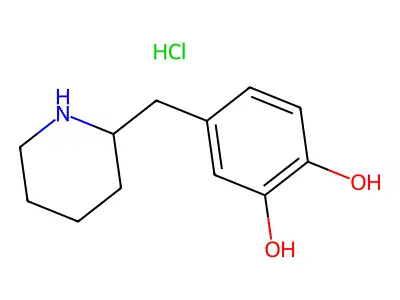 Pyrocatechol, 4-(2-piperidylmethyl)-, hydrochloride structure