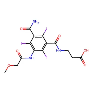 beta-Alanine, N-(3-carbamoyl-5-methoxyacetamido-2,4,6-triiodobenzoyl)- structure